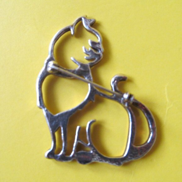 Cat brooch silver tone - Picture 4 of 5